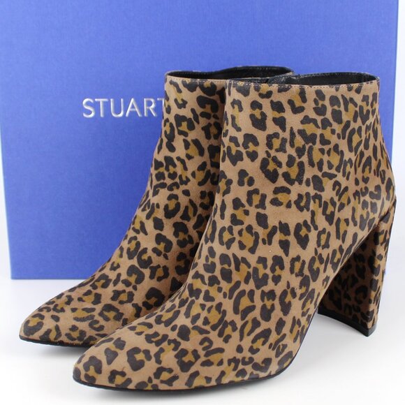 NEW Stuart Weitzman Leopard Bootie | Bold Pointed Toe Heel for Night & City Chic - Picture 1 of 11